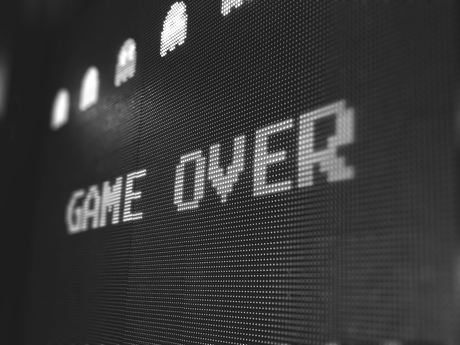 "game over" written on a digital display